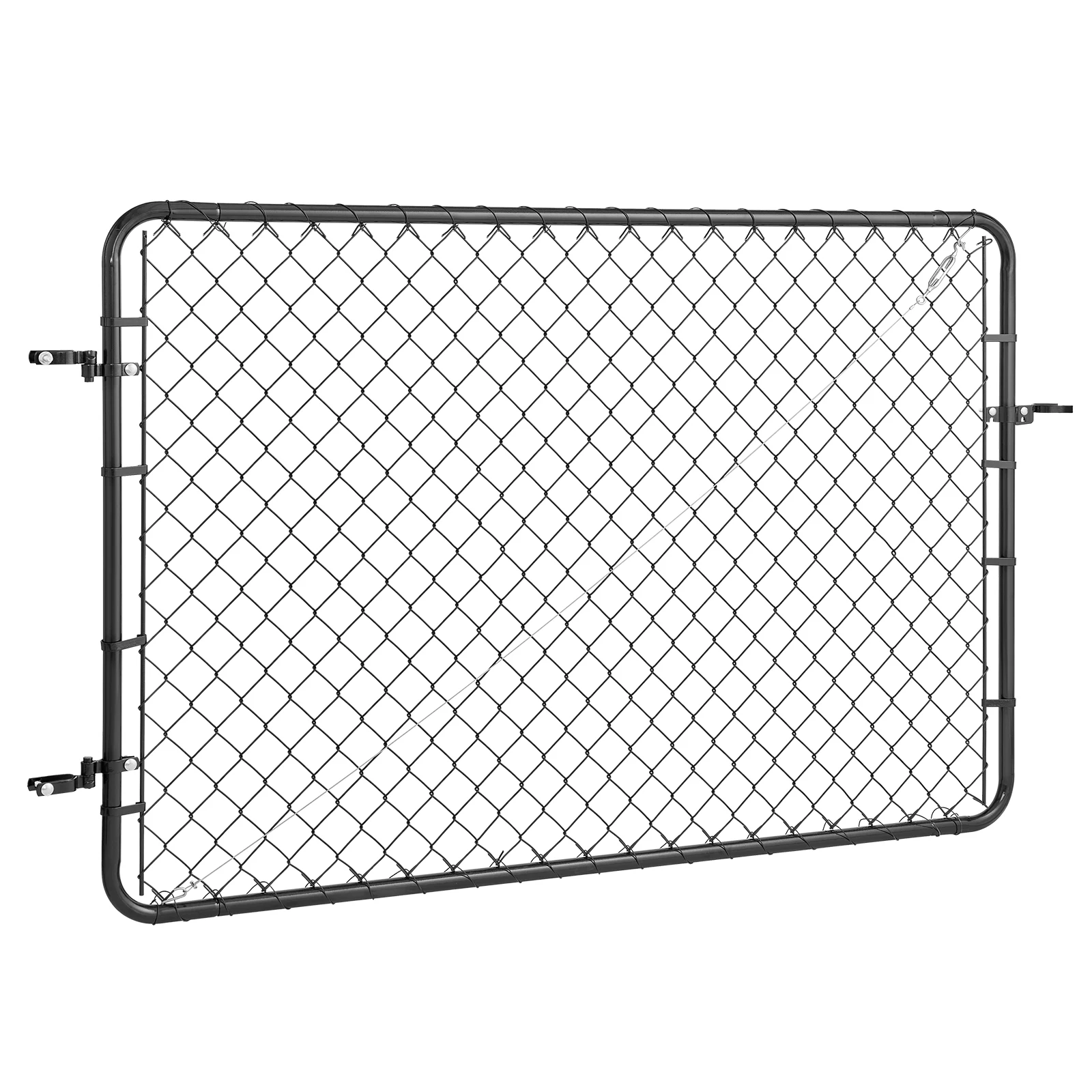 

SucceBuy Chain Link Fence Gate 72x48in Adjustable Panel Fit 2.2-6ft(W) x 6ft(H) Fence Gate Opening with Plastic Coating for Farm