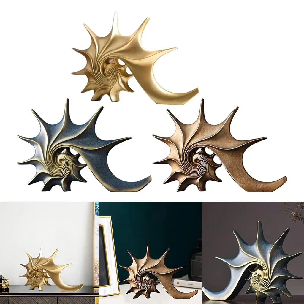 Art Sculpture Statue Modren Shell Conch Figurine Geometric Animal Decor for Home Gifts Souvenirs Giftbox Resin Crafts Artwork