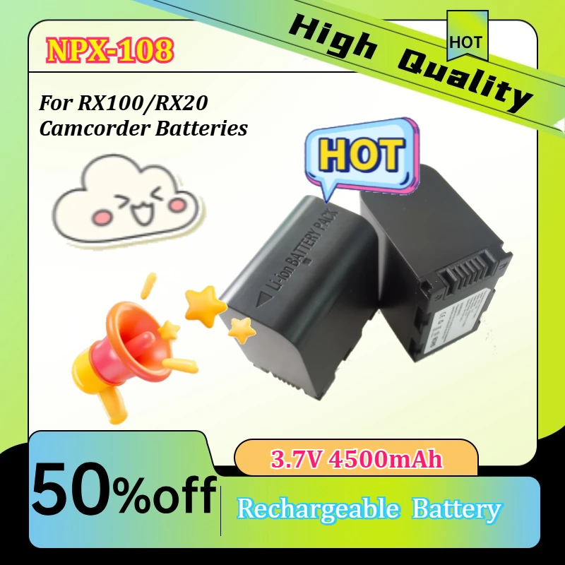 New 3.7V 4500mAh  NPX-108 Replacement Battery Compatible with RX100/RX20 Camcorder Batteries