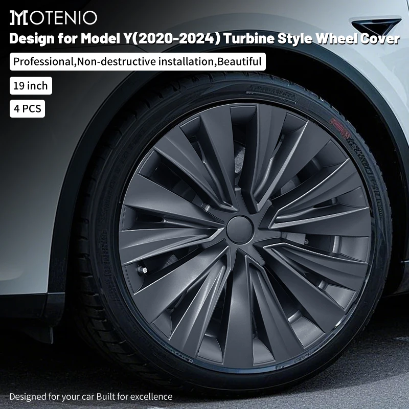 

4PCS Hub Caps Rim Cover Design for Tesla Model Y 2020-2024 19Inch Wheel Covers Full Coverage Hubcaps Automobile Replacement