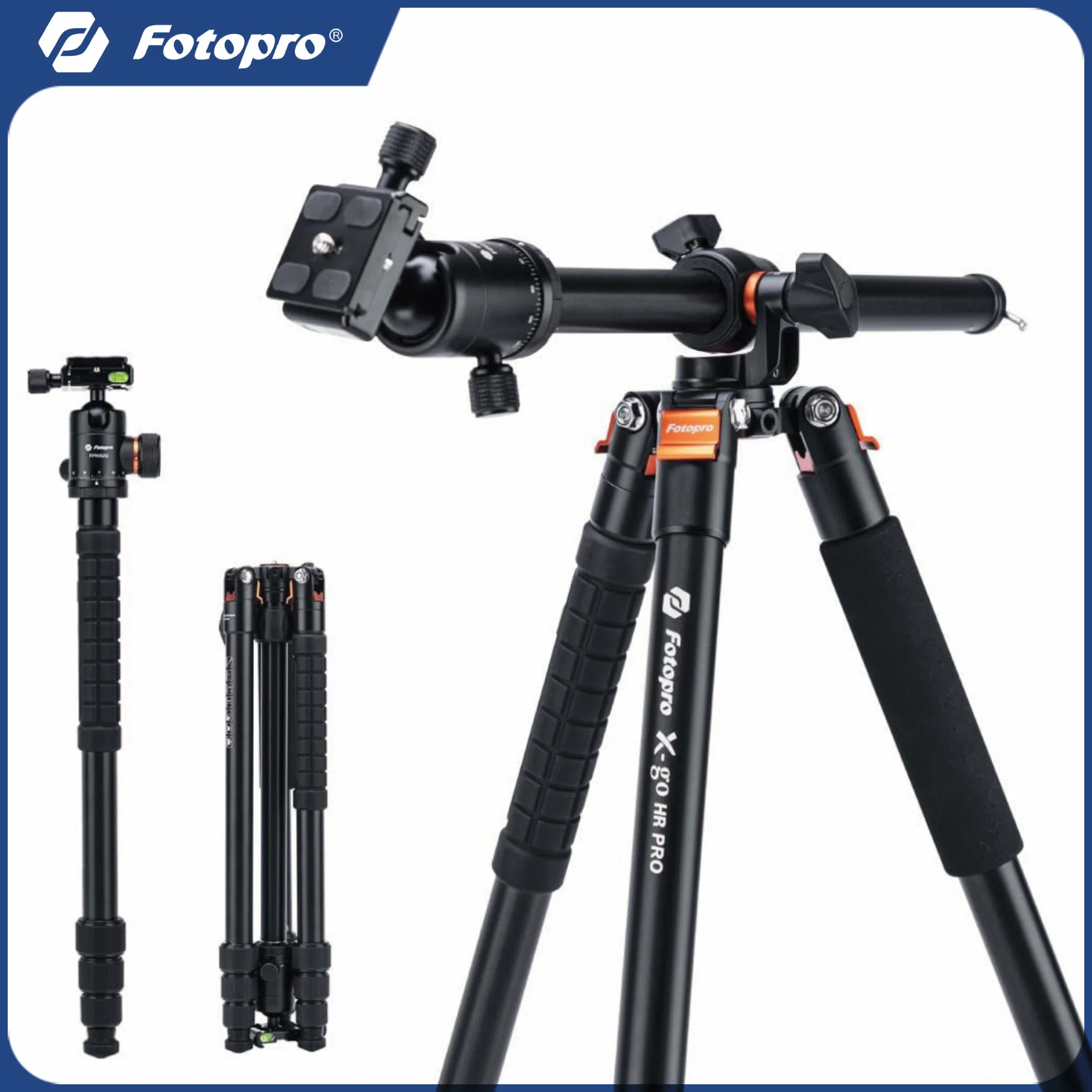 

Fotopro 68 inch Camera Tripod Horizontal 360 Tripod Portable Monopod with Ball Head 16KG Load Capacity Travel and Work