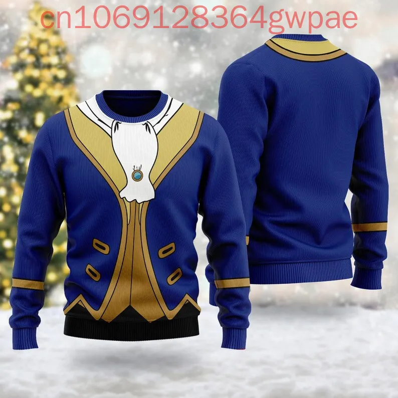 Beauty and the Beast Christmas Sweater Men's Women's 3d Print Ugly Sweater Disney Belle Princess Ugly Christmas Sweater Tops