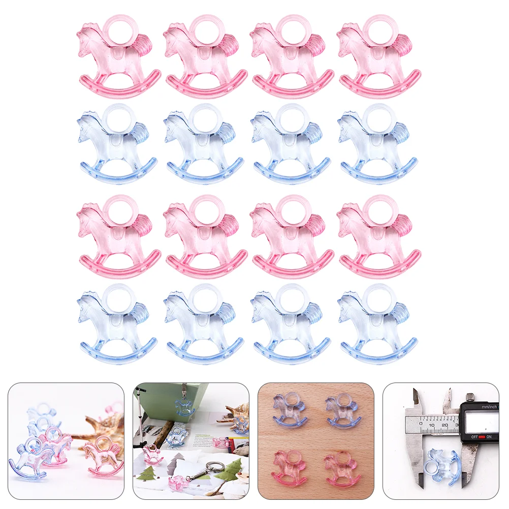 

48 Pcs Toy Party Decoration Child Blue Ornaments Desktop Acrylic Animal Hanging Sign Mini Rocking Horse