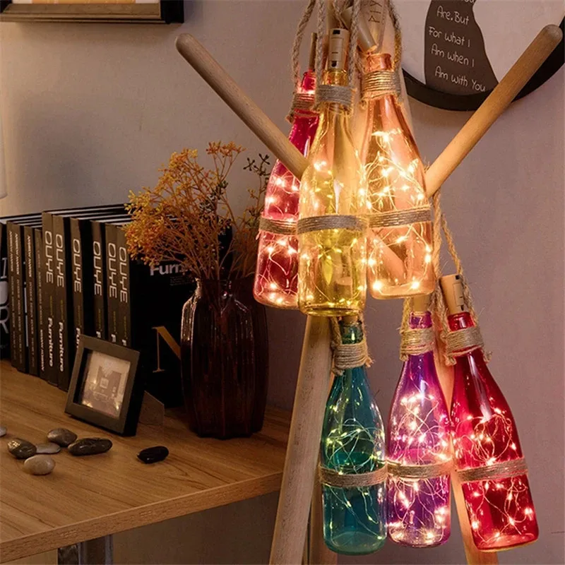 6pcs Bottle Light Battery Power LED Wine Bottle Cork Light String Fairy Christmas Garland for Bar Wedding Xmas Party Decoration