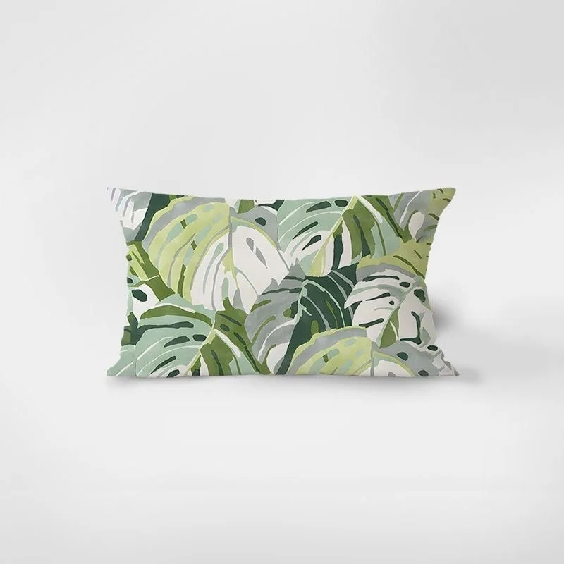 Pastoral Plant Green Series Sofa Rectangular Throw Pillow Light Luxury Retro Living Room Cushion Cover Bay Window Pillow
