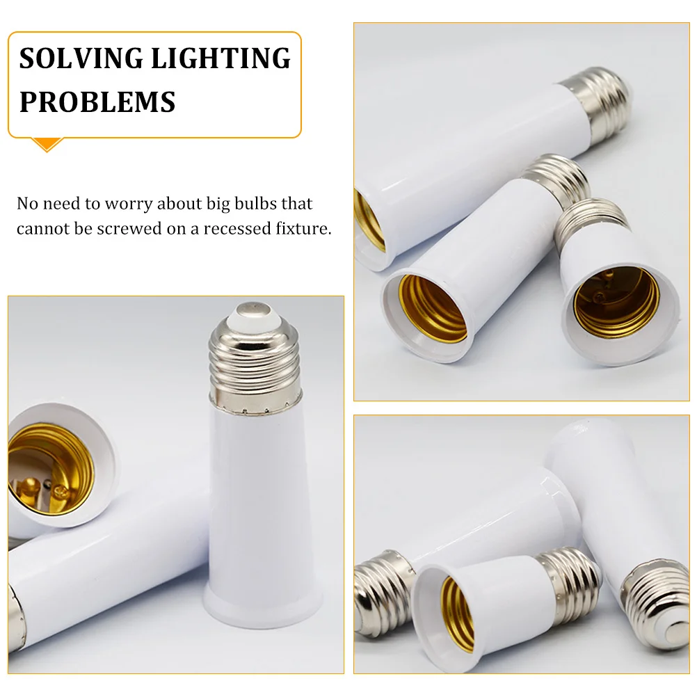 10Pcs E27 Light Bulb Extension Socket 95Mm Socket Extender for Ceiling Fixture Strong Build Fashionable Finish Home Use