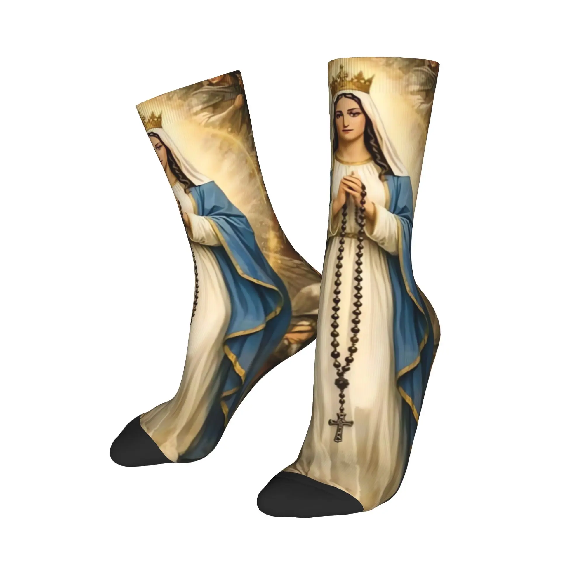 Virgin Mary Vintage style Socks  Design Stockings Non Slip Unisex Men Socks Soft Breathable Autumn Fashion Climbing Socks