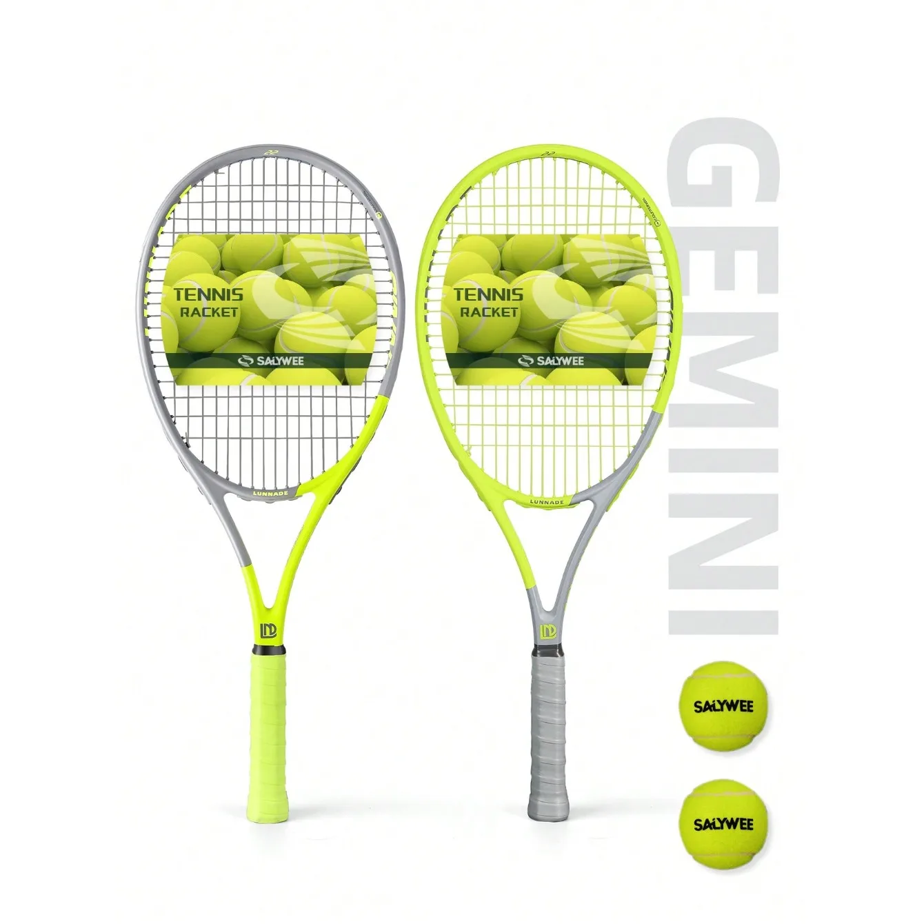 SALYWEE GEMINI2.0 290g Lightweight Carbon Fiber Tennis Racket | 102 In² | Head 50-60 Lbs | 16x19 Spin | Balance 330mm | 6 Colors (High-Visibility Fluorescent Options) | Professional Training Balanced Tennis Racket | US Stock Shipping