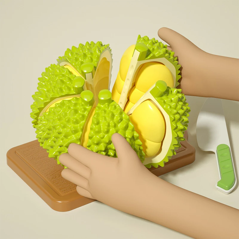 Peelable Simulation Hand Tearing Durian Decompression, Cutting Joy Toy For Babies Cut Fruits Vegetables, Children's Play Kitchen