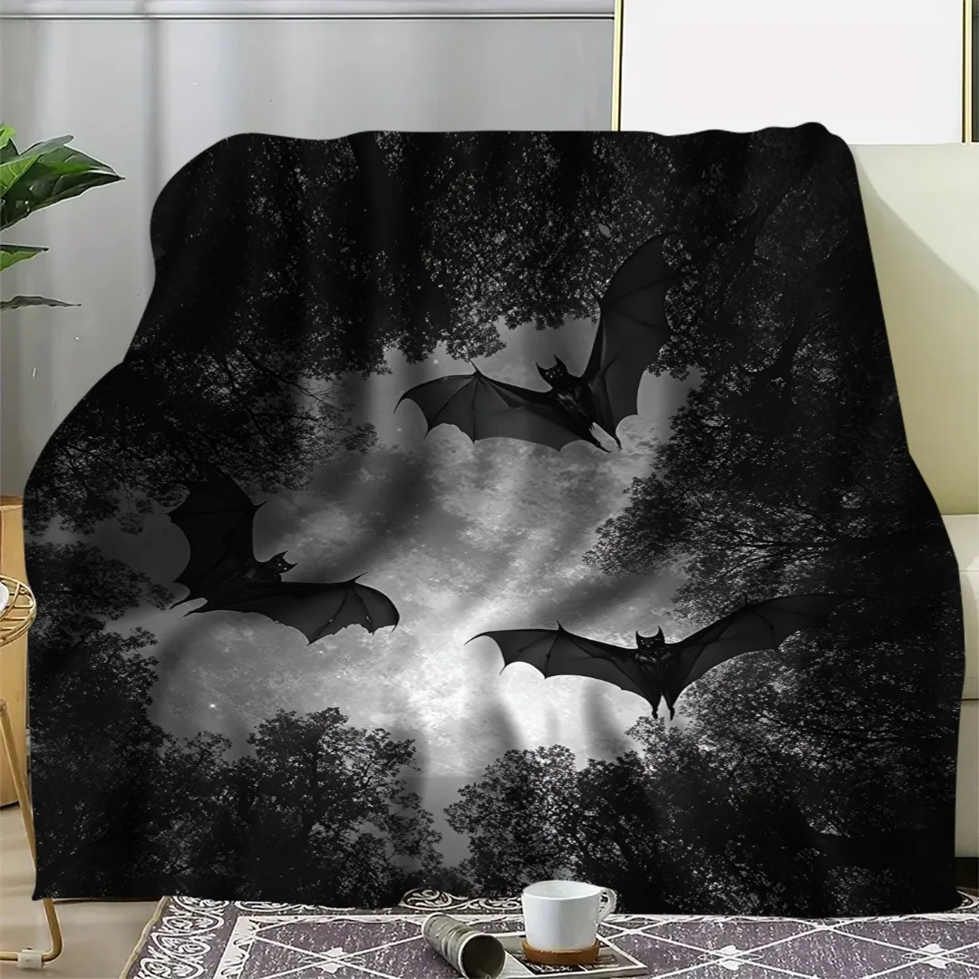 1 قطعة بطانية الهالوين الخفافيش الأسود DarkNight طباعة لكرسي الأريكة بطانية ناعمة صديقة للبشرة 2025 جديد للمنزل ديكور الهالوين #6