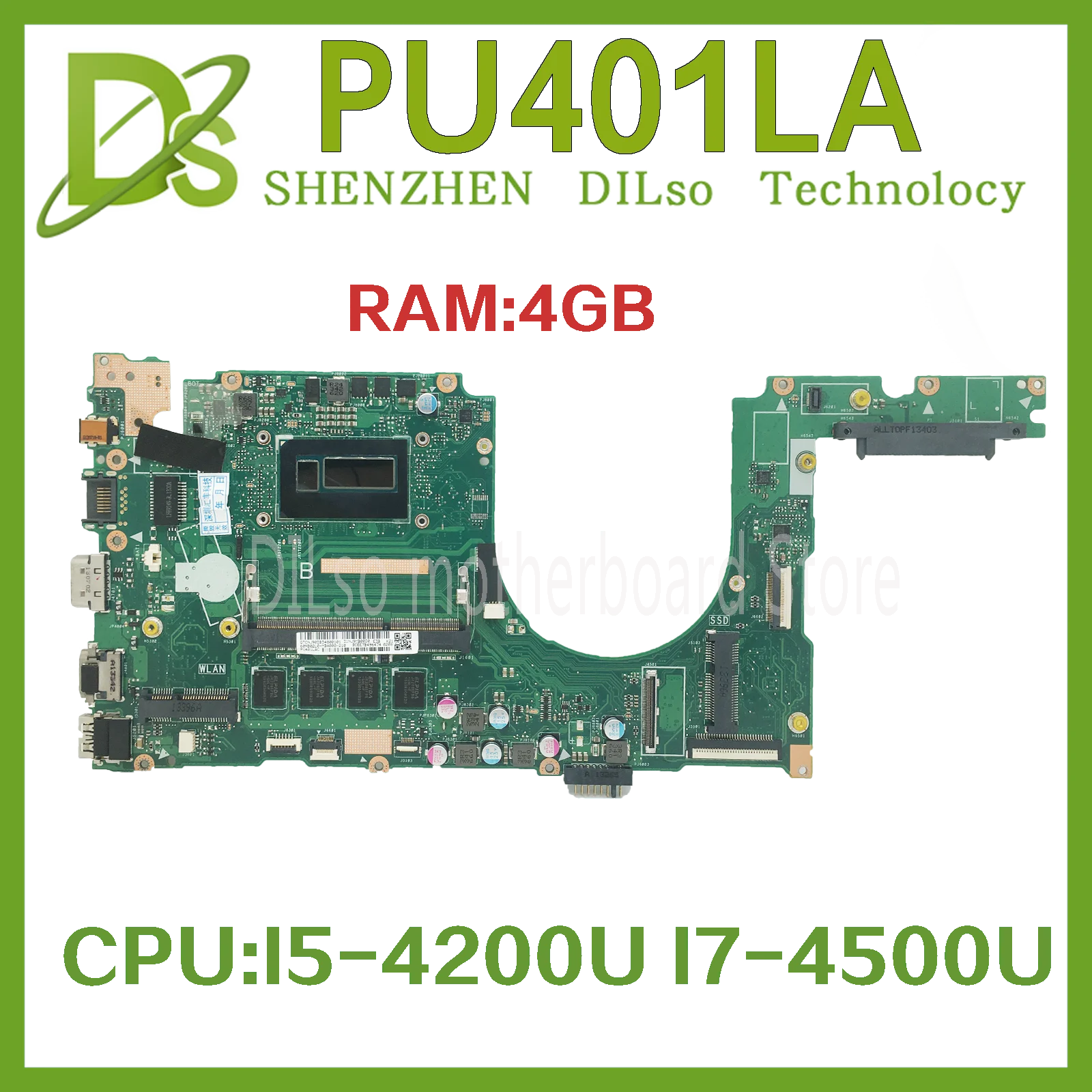 

KEFU PU401LA MAINboard For ASUS PU401 PU401L PU401LA PU401LAC Notebook Computer Motherboard With I5-4200U I7-4500U 4G/RAM