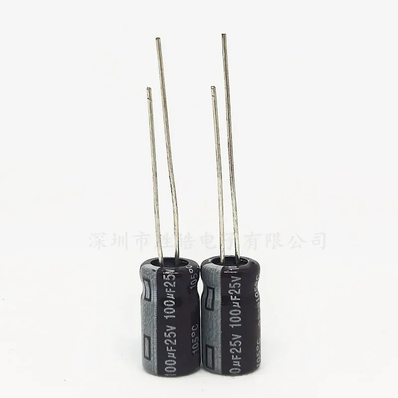 

50PCS Higt Quality 25V100UF 6*7mm 100UF 6.3*7 25V Aluminum Electrolytic Capacitors Size：6x7（MM）