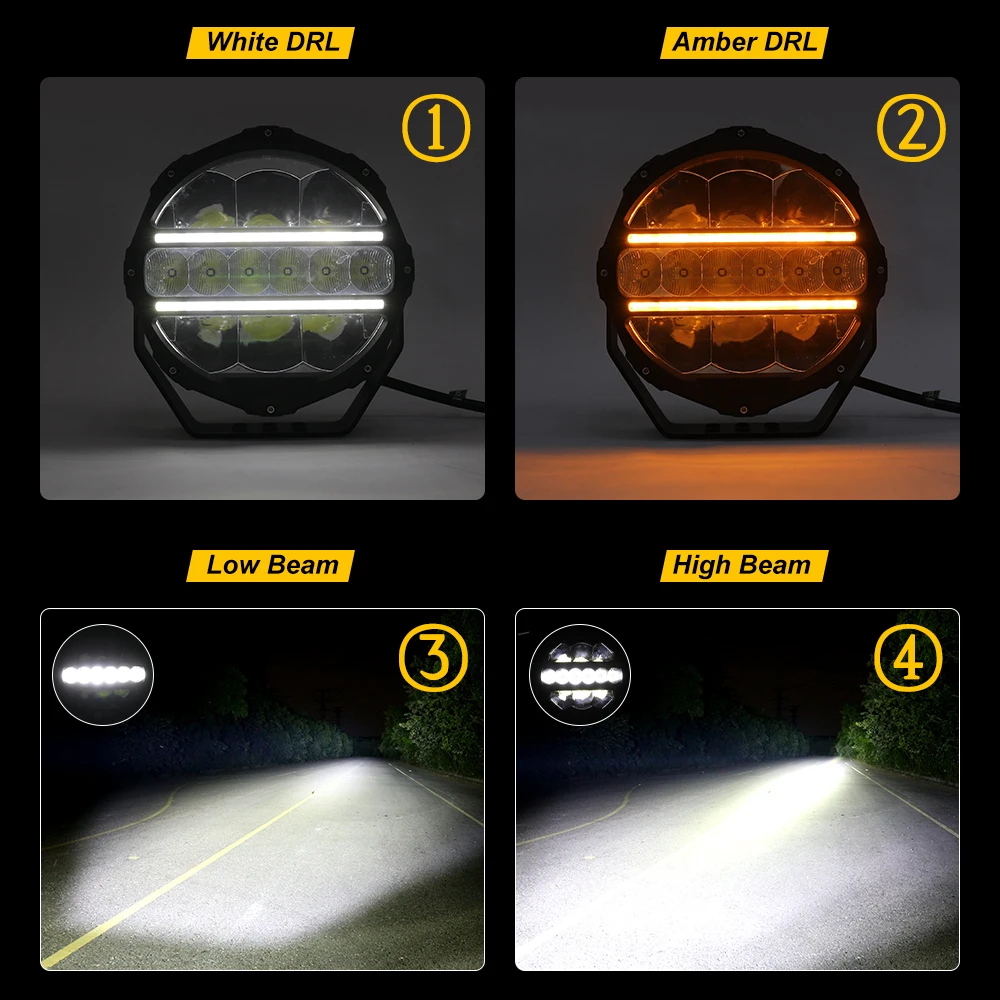 BraveWAY [Best] 9 inch LED Work Light for Offroad Pick-Up Truck ATV UTV 4WD 4x4 300W/set Led Driving Light+DRL+Turn Signal