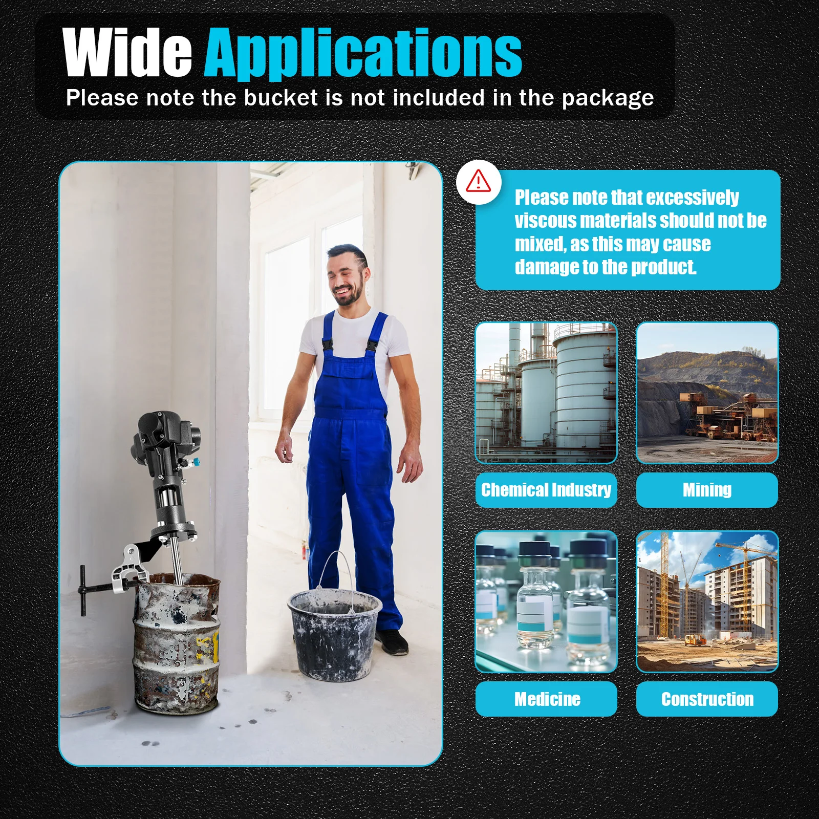 1/2 HP Power Pneumatic Mixer 2000 rpm Stepless Speed Regulation Raw Material Mixer for Mixing Dilution Dissolution