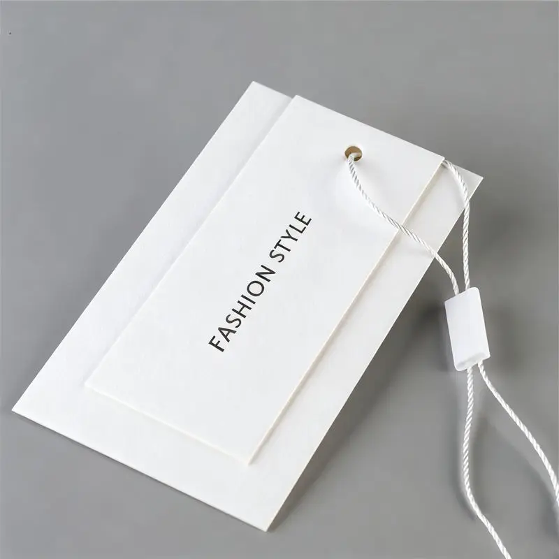 Custom Logo Printed 500gsm Thick Eco Friendly Luxury Paper Hang Tags Premium Labels For Clothing Bags Shoes With Rope Seals