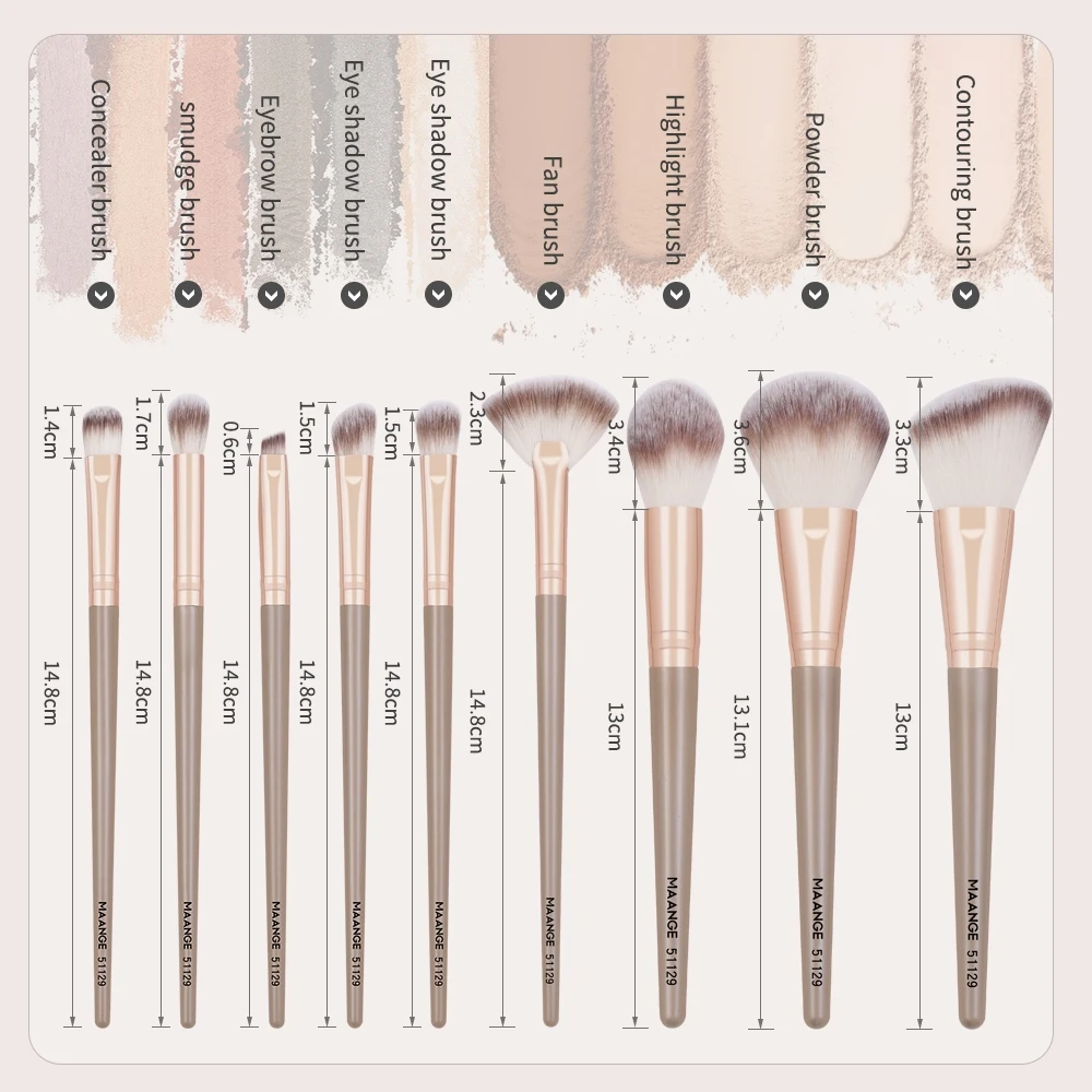 MAANGE 3-9Pcs Makeup Brushes Tool Set Beauty Professional EyeShadow Foundation Blush Blending Cosmetic Makeup Brush Kit Maquiage