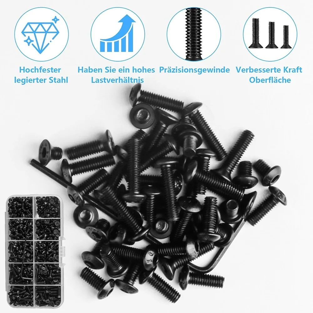 720Pcs M3 Screws Hexagon Socket Countersunk Screws Cylinder Screw Pan Head Screws Hexagon Socket Flat Head Screw Machine Screw