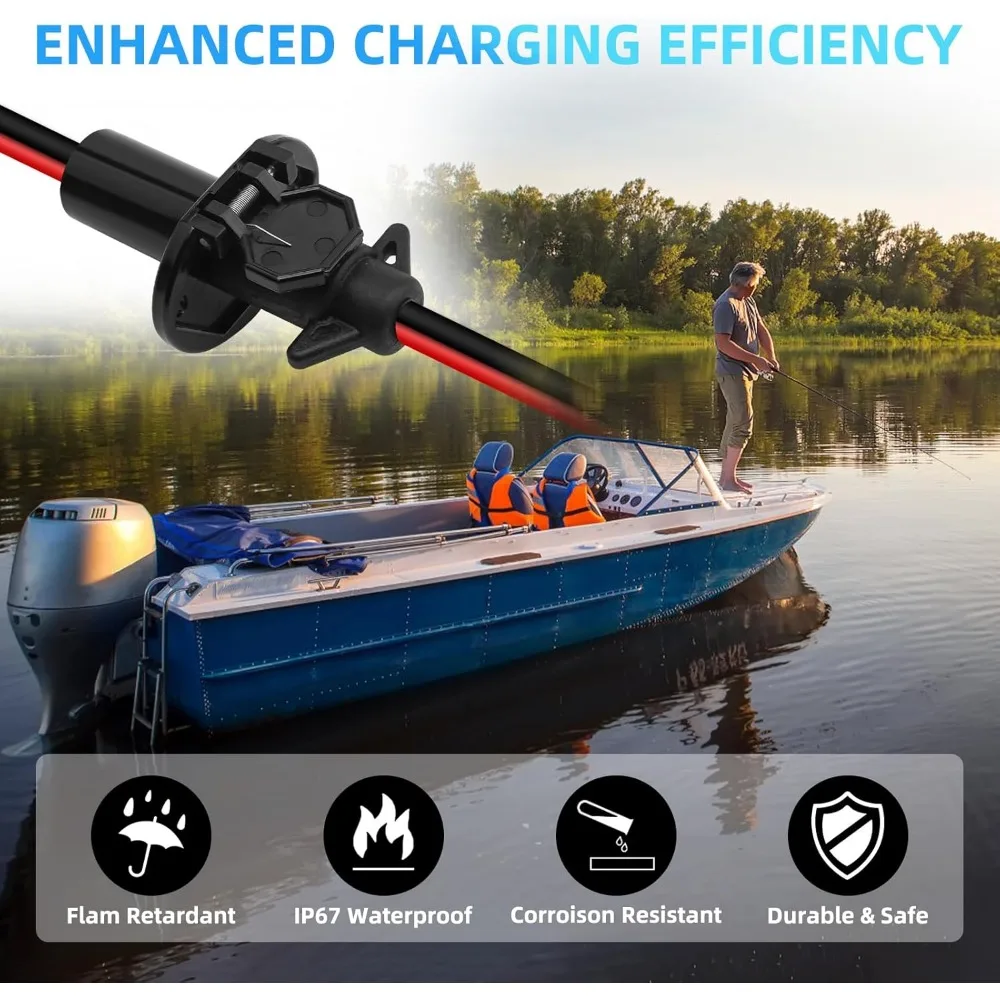 Prise Et Fiche Moteur Pêche Traîne DC12V Connecteur Encastré 2 Fils Pour Bateaux Kayaks