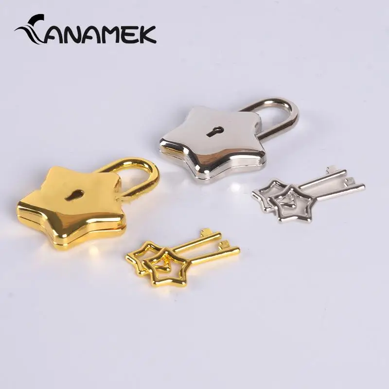 1PCS Security Key Lock With Key Mini Star Shape Archaize Padlocks Locker Luggage Bag Lock