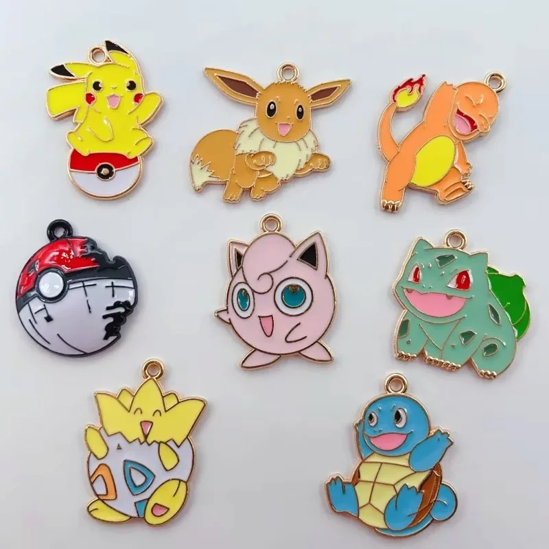 8/10Pcs Cute Cartoon Pikachu Charizard Charms for Women Earrings DIY Keychain Jewelry Pendant Necklace Bracelet Handmade
