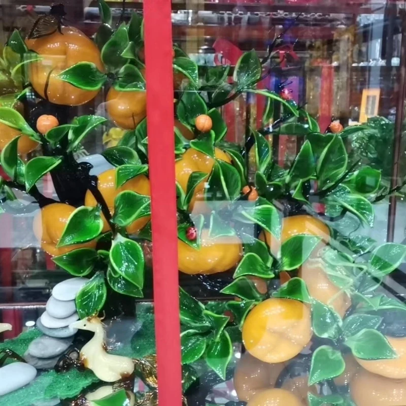 

Purely handmade glazed persimmon Ruyi lamp worker