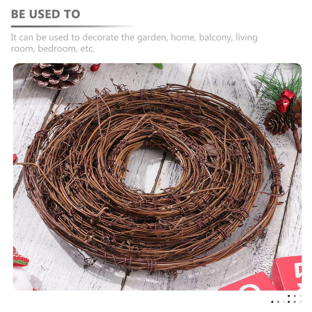2 Pcs Natural Rattan Wreath Garland Hanging Vine Twig Coffee DIY Crafts Making Decor