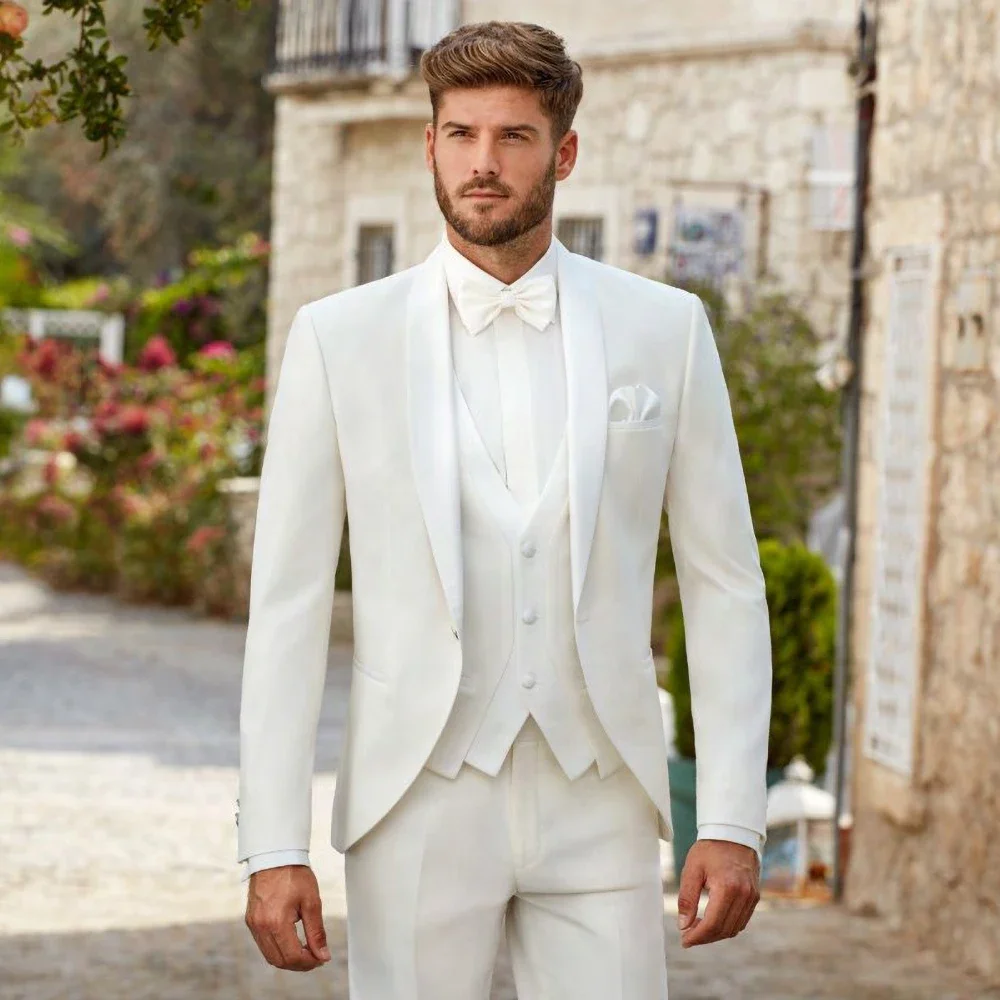 

Full Men's Suit Elegant Shawl Lapel One Button Suit Slim Fit Formal Prom Party Wedding Tuxedo 3 Piece Set (Blazer+Pants+Vest)