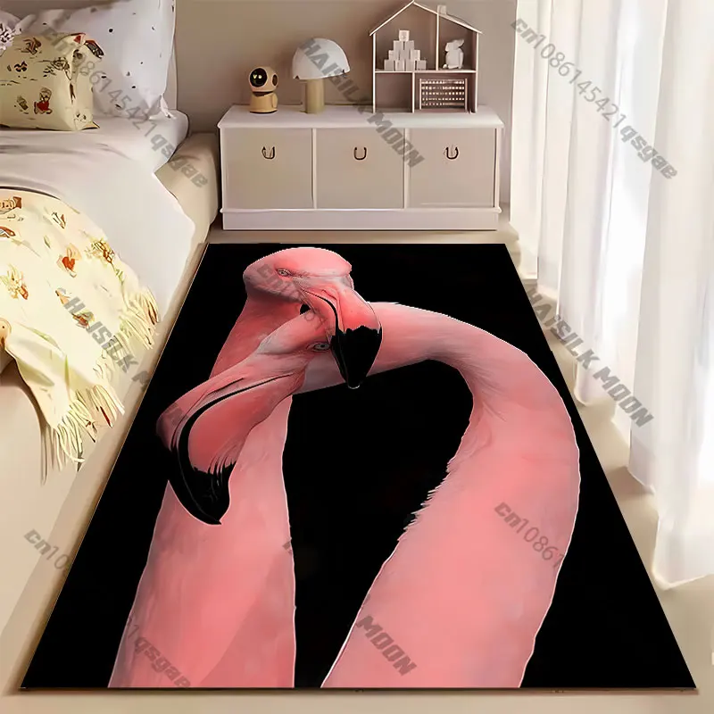 Graceful intertwined pink flamingos carpet Yoga living room room decor children's crawling mat doormat area rug games mat