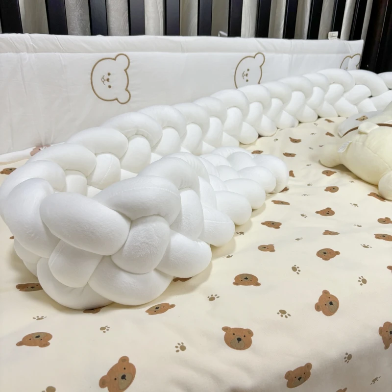 1M 2M 3m Baby Bumper Bed Braid Knot Pillow Cushion for Infant Crib Protector Cot Room Decor Bedding Set Boy Decoration