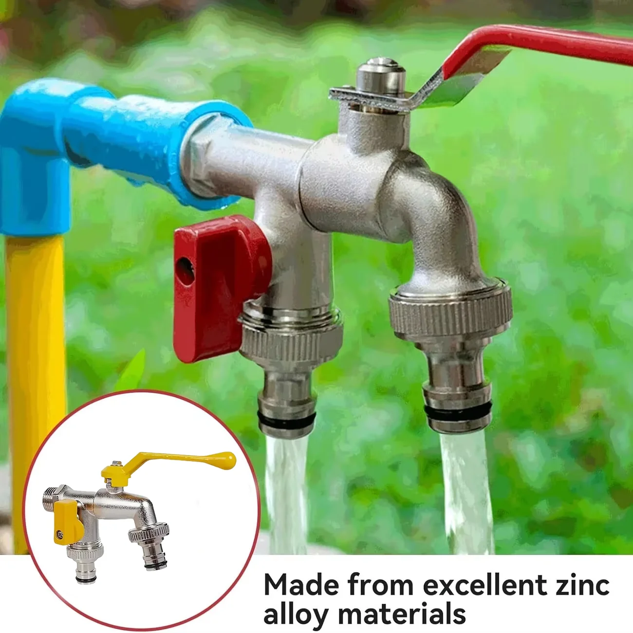 Zinc Alloy Outdoor Faucet with One in and Two out Leak-Proof Garden Faucet Suitable for Watering Flowers and Washing Cars