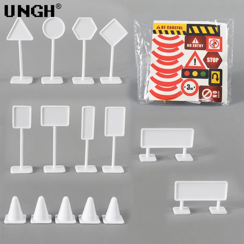 15Pcs/Set Toddler Mini Traffic Signs Model Toy Road Block Children Safety Education Kids Puzzle Traffic Toys Boys Girls Gifts