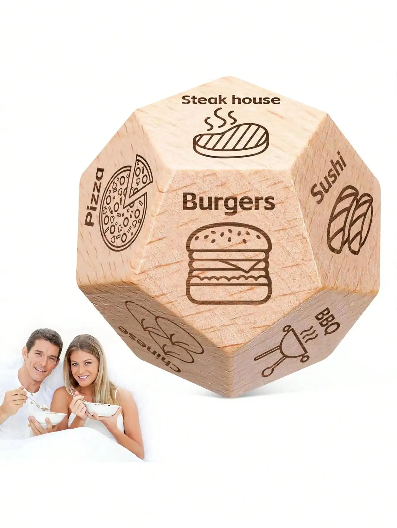 

Деревянные 12-гранные кубики для выбора еды и игр на принятие решений для пар