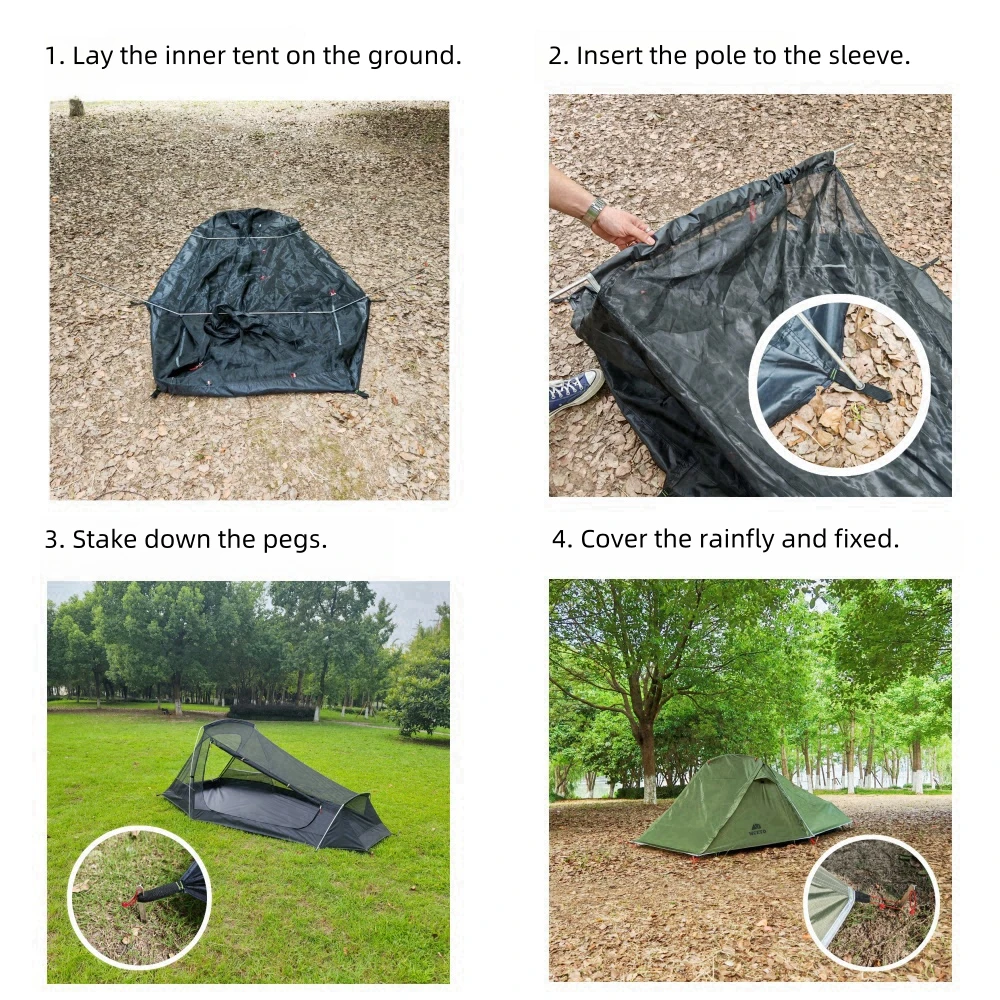 MCETO Backpacking Tent 2 Person Ultralight Tunnel Hiking Camping Double Layer Polyester Canopy image 6