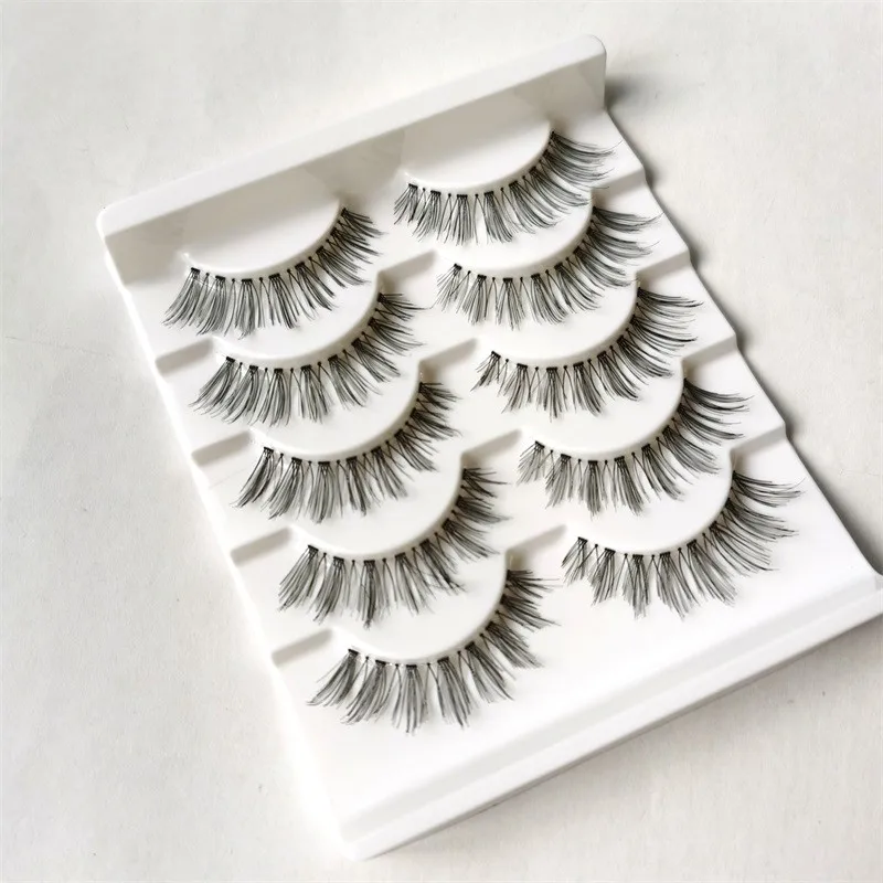

~Fishing line stem, fine stem, 5 pairs set, magic tip, fake eyelashes, transparent stem, natural nude makeup, elongated eye tail