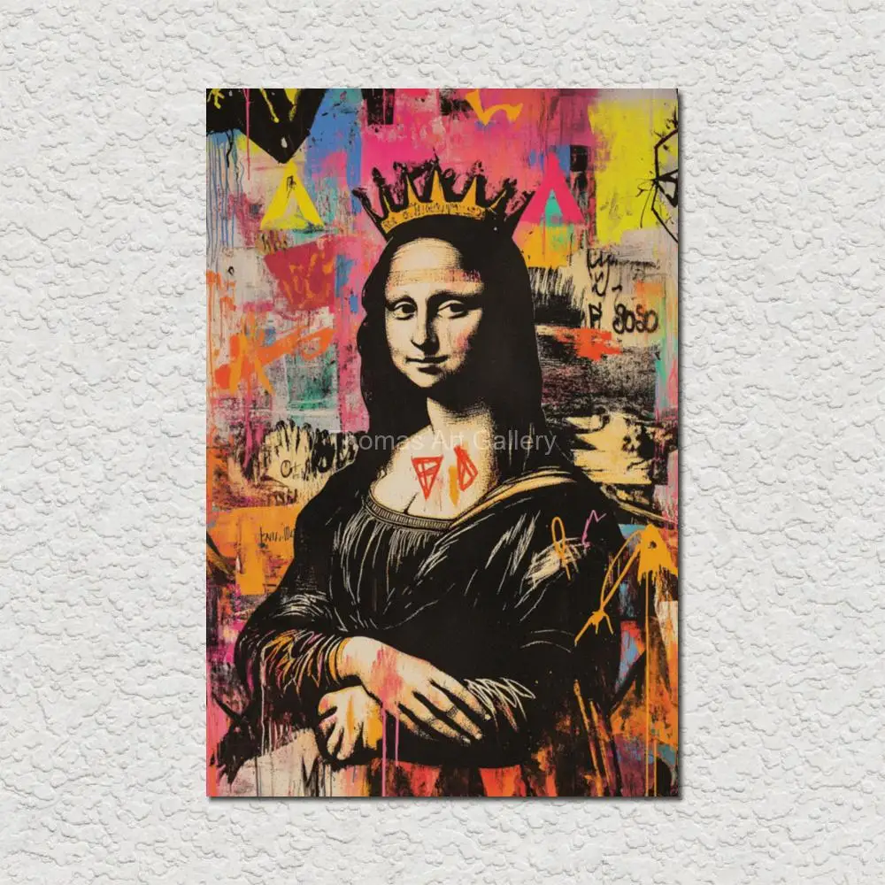 Graffiti Mona Lisa Wall Art Abstract Renaissance HD Canvas Print Urban Street Poster for Hotel Office Decor Large