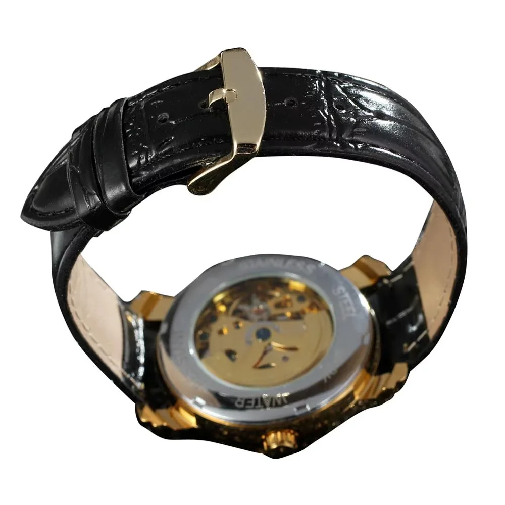 WINNER Jam tangan tahan air kasual modis untuk pria dan wanita, jam tangan casing paduan, jam tangan mekanis otomatis