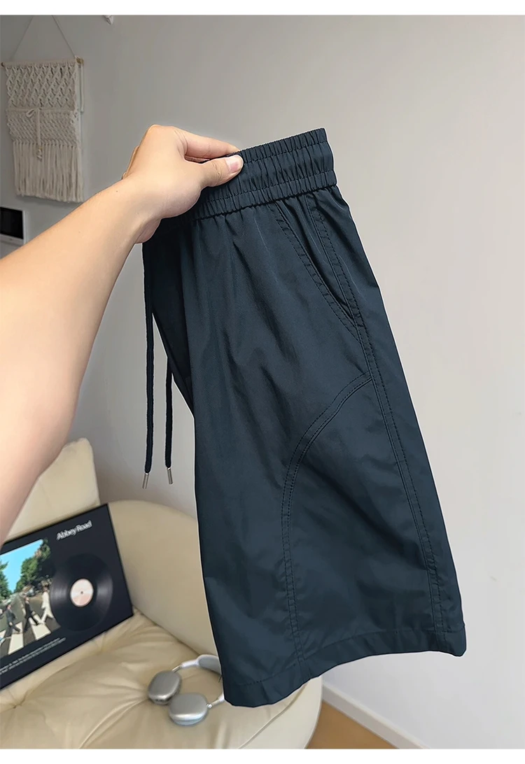 

Summer Ice Silk Patwork Diagonal Cut Shorts for Men Y2K Korean Style Loose Casual Streetwear Multi-Color Options Available