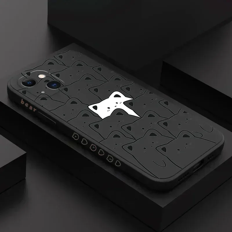 Casing silikon Beruang grafiti, pelindung tahan guncangan untuk iPhone 16 15 Pro Max 14 13 12 11 Pro Max XS X 7 8 Plus SE 2020