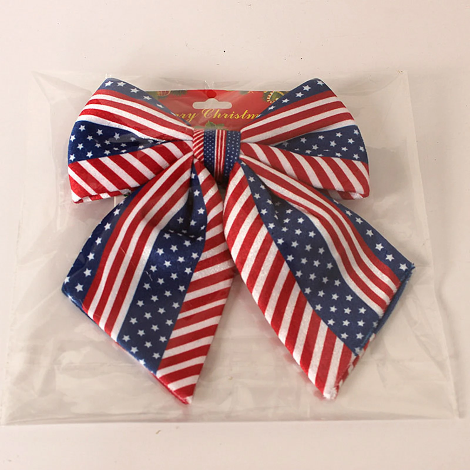 4th of July Bow Star Print Wreath Bow Patriotic Decor Indoor Decorations for Independence Day