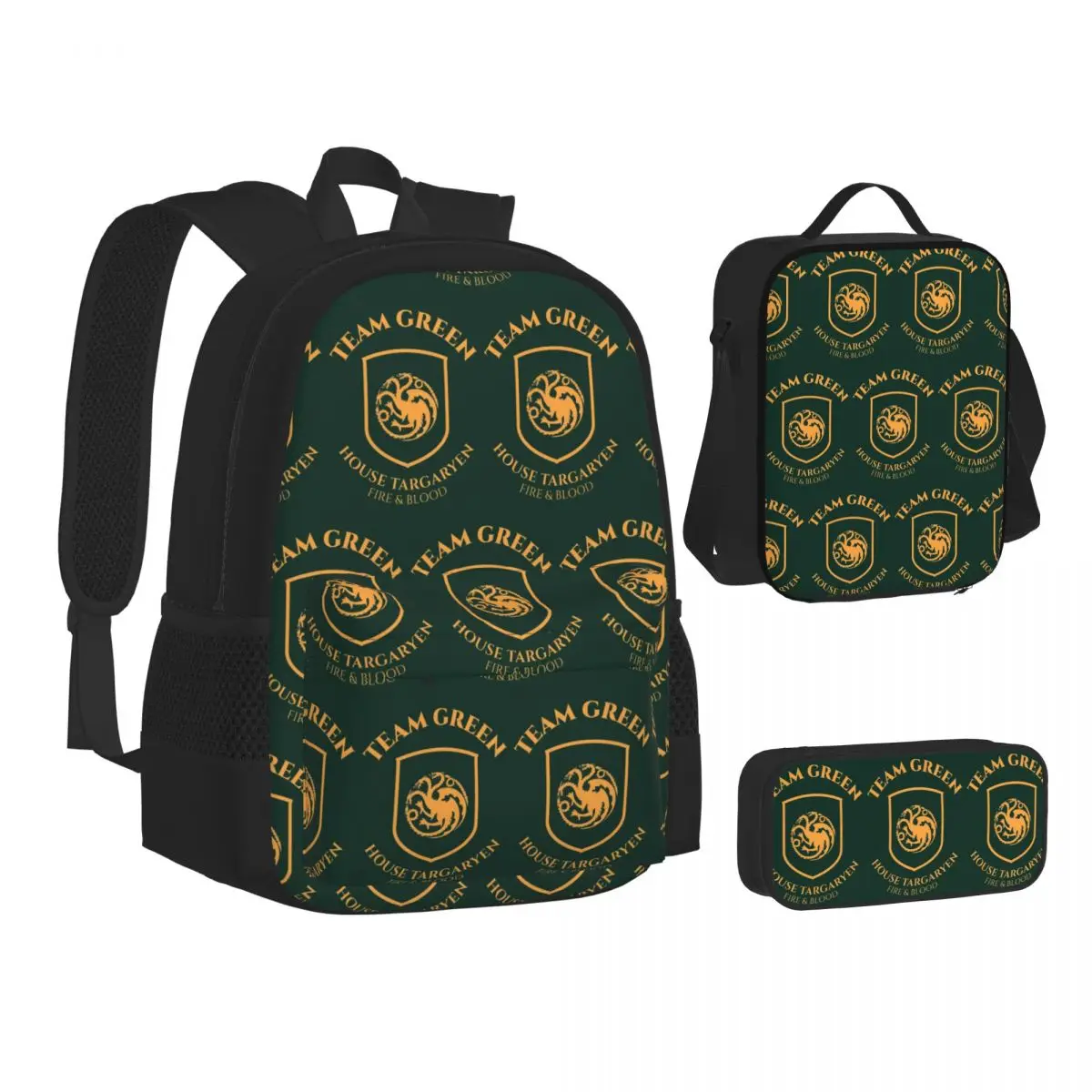Game Of Thrones House Targaryen Backpacks Boys Girls Bookbag School Bags Children Rucksack Lunch Bag Pen Bag Three-Piece Set