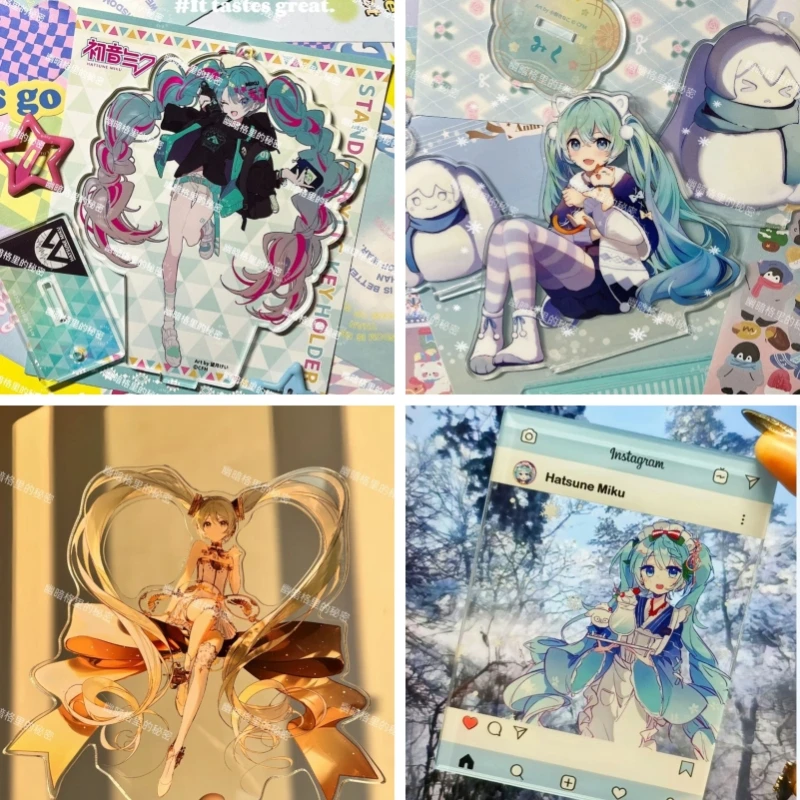 Hatsune Miku Stand-Up Anime Peripheral Cartoon Cute Transparent Desktop Ornaments Japanese Kawaii for Friends Can Be Collected