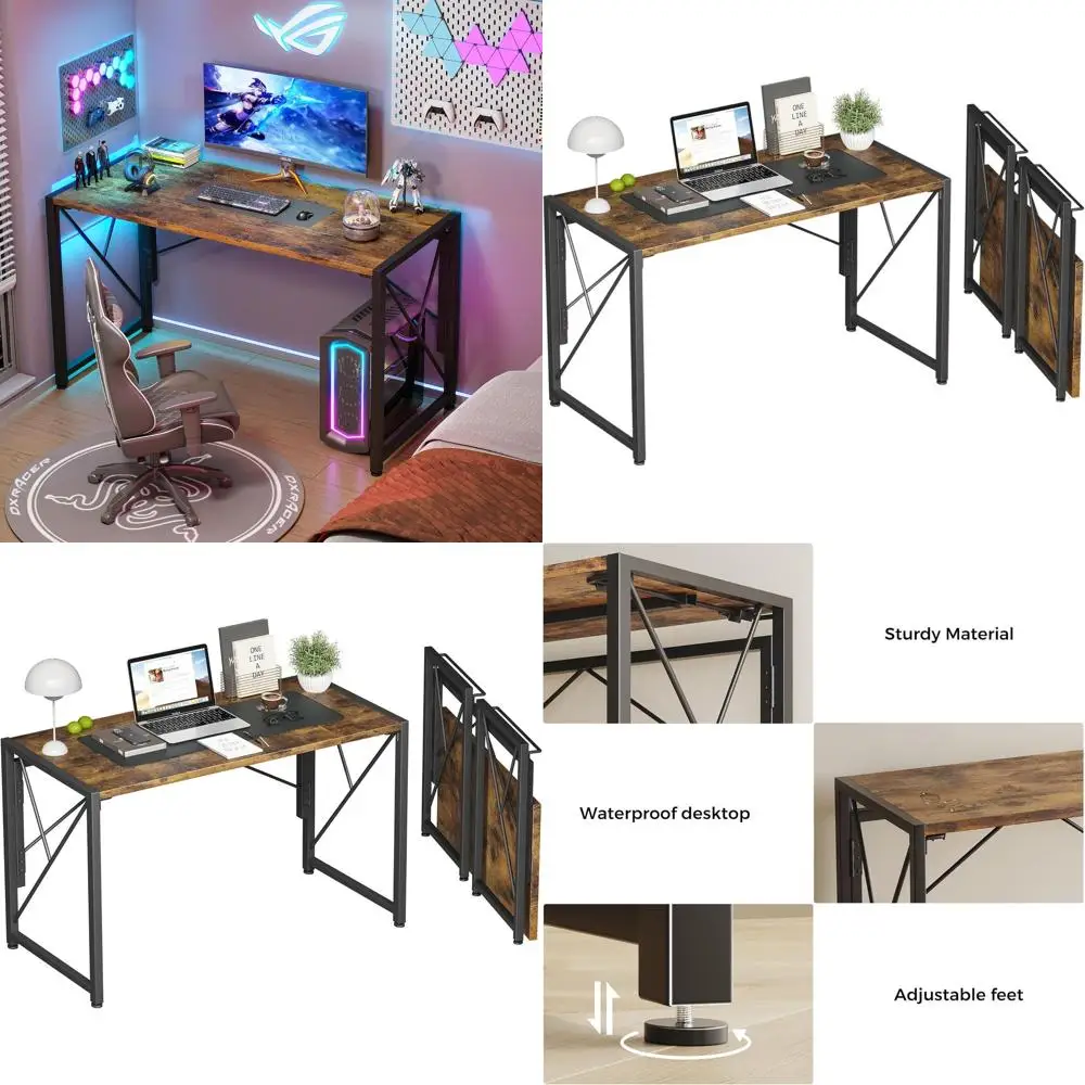 

Folding Desk, Small Foldable Desk 40" for Small Spaces, Portable Desks for Bedroom, Home Office, Folding Table for Camping, Trav