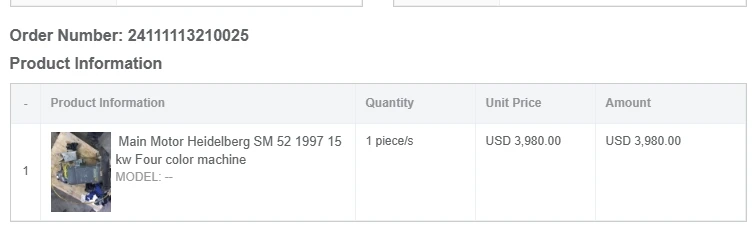 Order Number: 24111113210025 printing machine parts