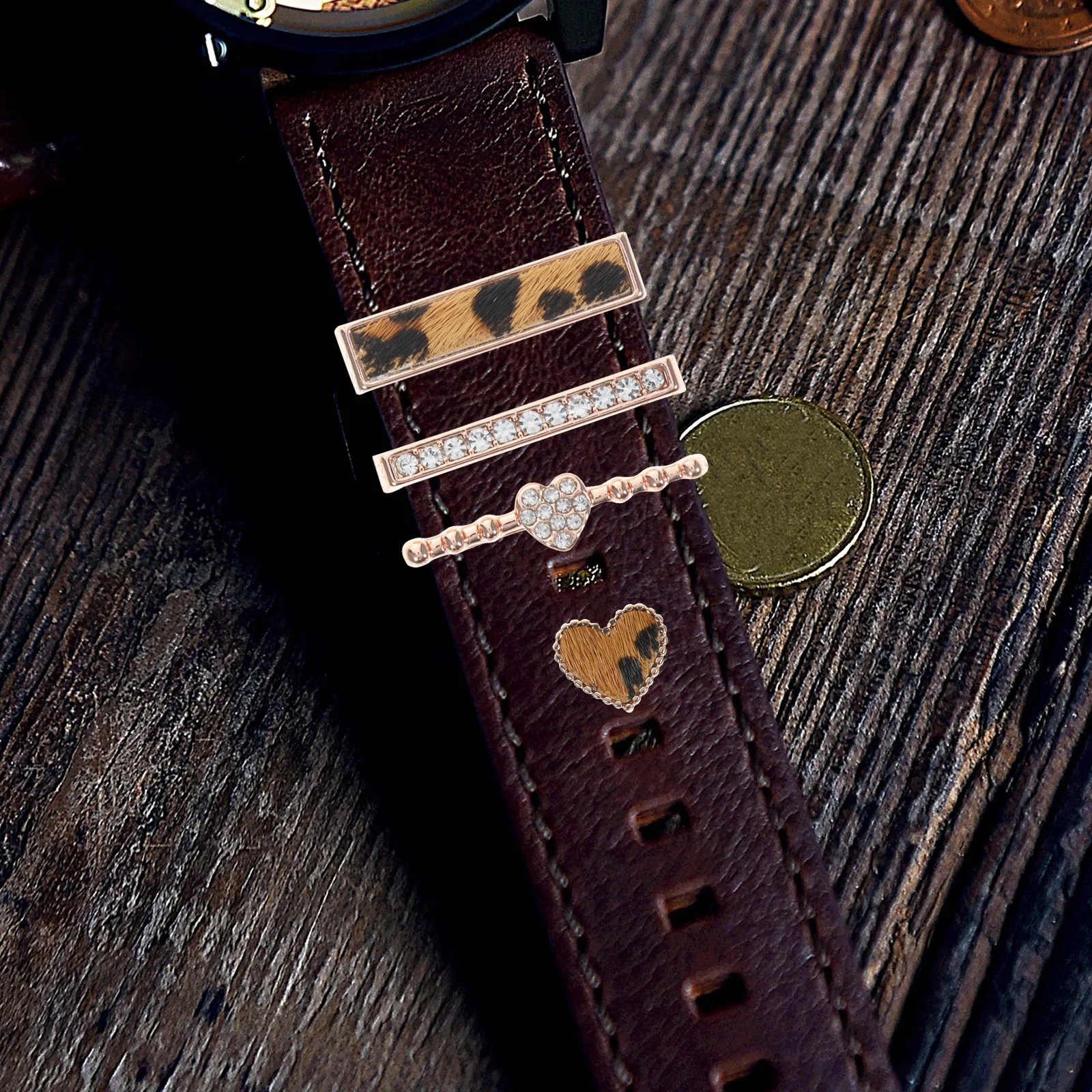 

1Set Watch Band Charm Metal Decorative Bling Rings Stackable Accessory Add Color Daily Wear Watch Band Charms