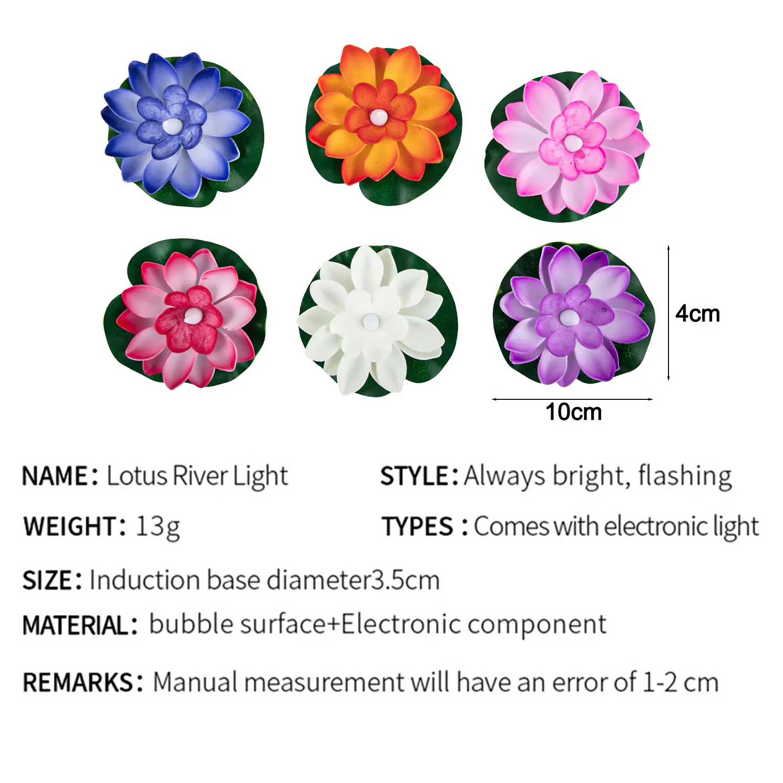 Lotus Floating LED Lanterns 6 Multicolor Night Lights with Intelligent Sensors for Gardens and Holiday Decorations