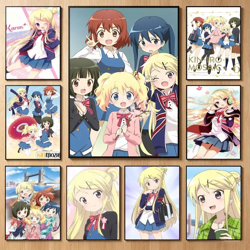 Cute Slice-Of-Life Anime K-Kin-iro Mosaic Poster Classic Self-Adhesive PP Wall Sticker for Living Room Bar Decor Gift