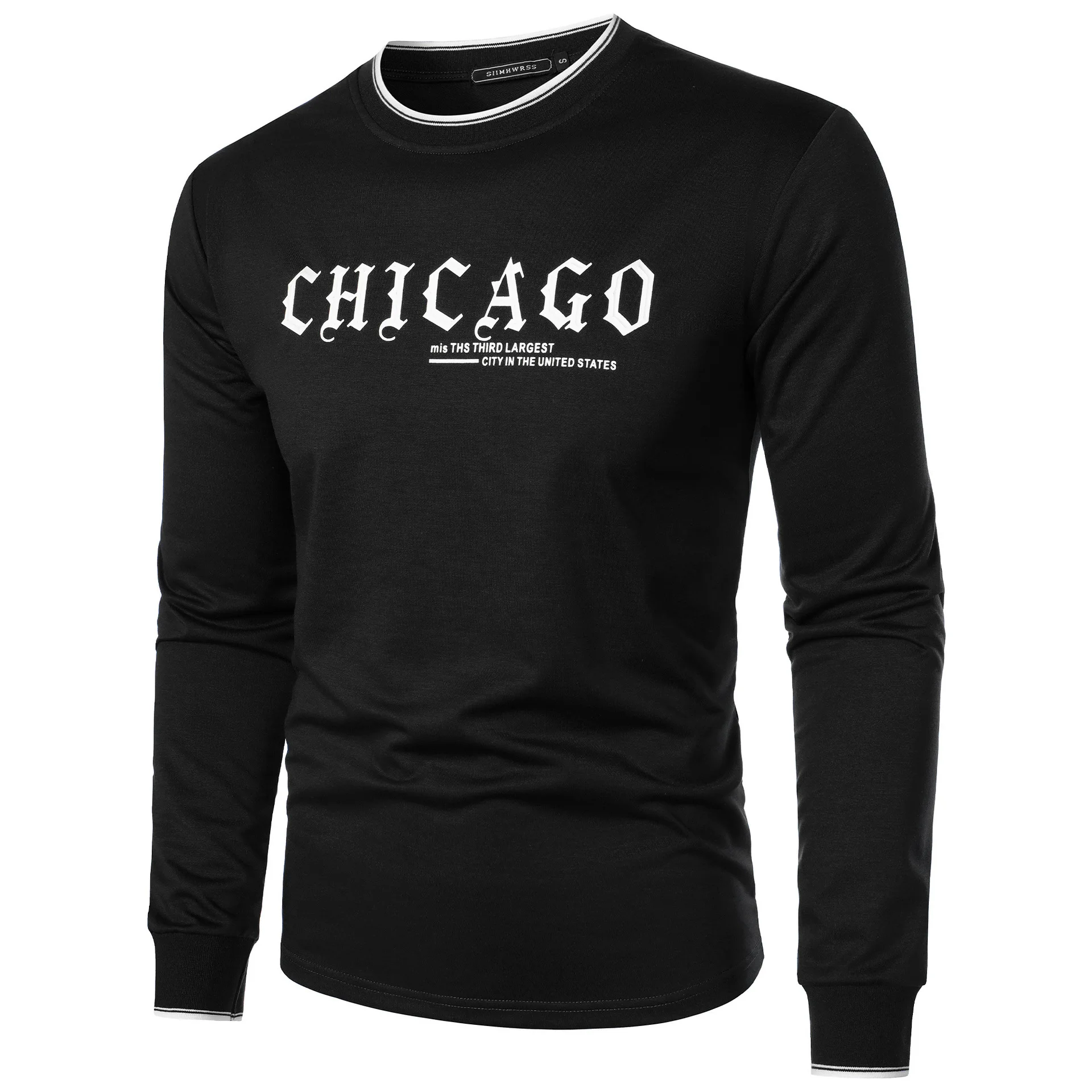 

Модные футболки с буквенным принтом, роскошные мужские деловые повседневные футболки, молодежная уличная одежда Chicago, топы, футболка, одежда с длинными рукавами