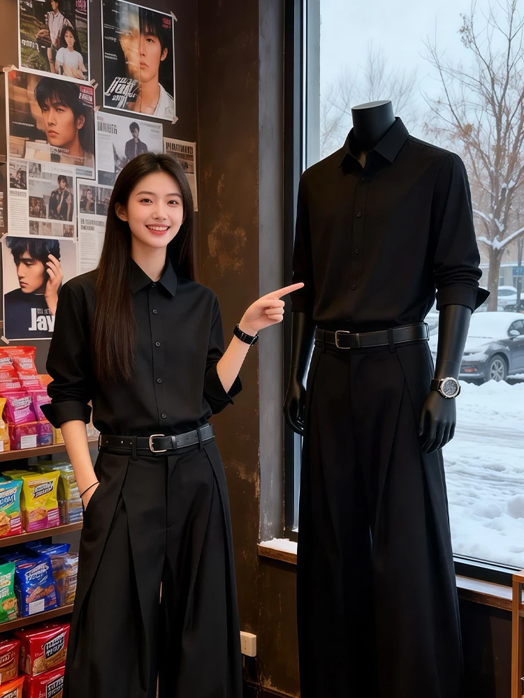 

Мужская рубашка-поло Neapolitan Bla Long Sve, весна-осень, формальная, на пуговицах, с защитой от сминания, из смесового полиэстера