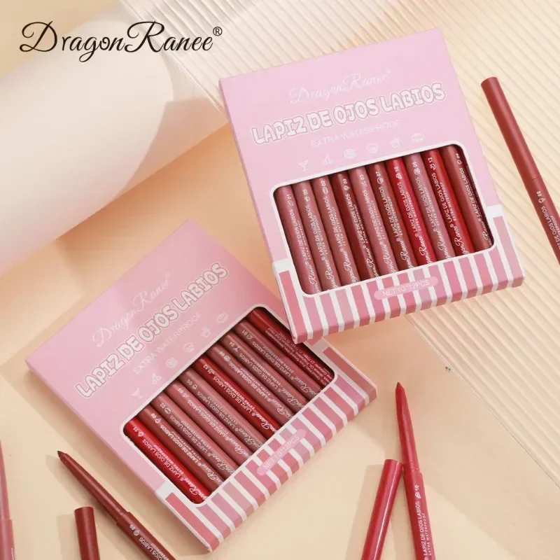 12 Pcs/Set Waterproof Lip Liner Pencil Nude Color Matte Lipliner Moisturizing Long Lasting Lipstick Professional Makeup Lip Tint