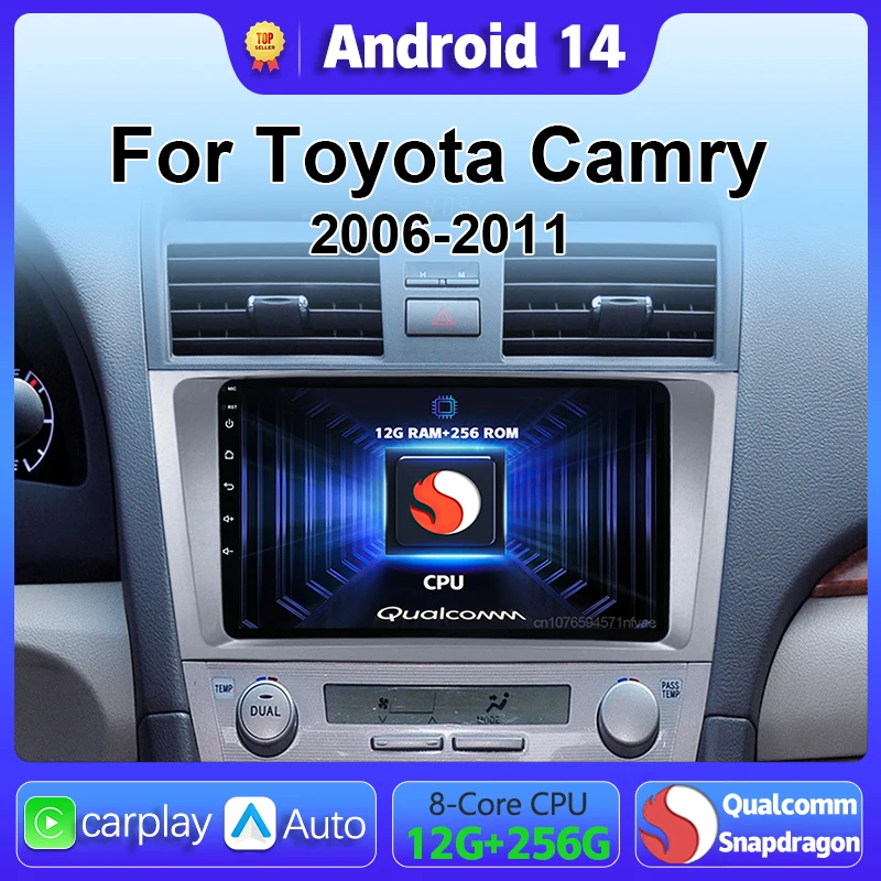 

Android 14 Carplay автомобильное радио мультимедиа для Toyota Camry 7 XV 40 50 2006-2011 навигационное видео DVD авторадио стерео 2din 4G + BT